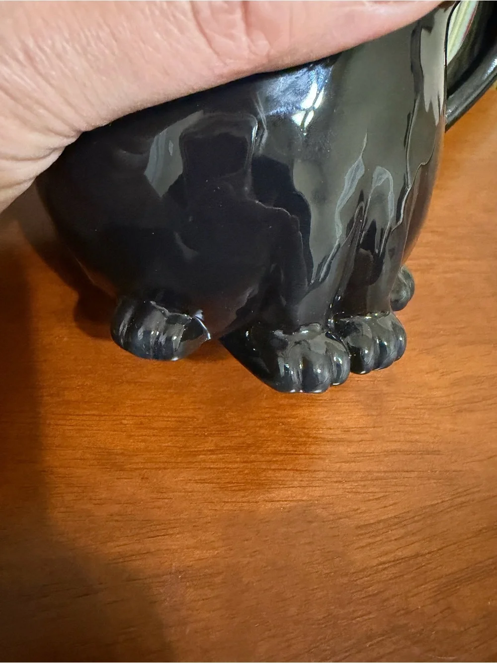 NATURAL LIFE Black Cat Ceramic Pet Bowl with Handle